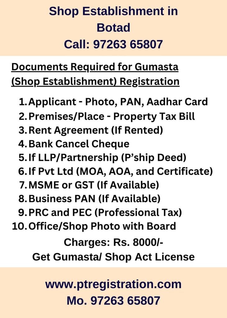 Shop Establishment Consultant in Botad