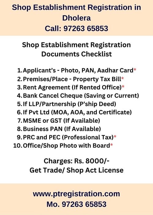 Expert Shop Registration Services in Dholera