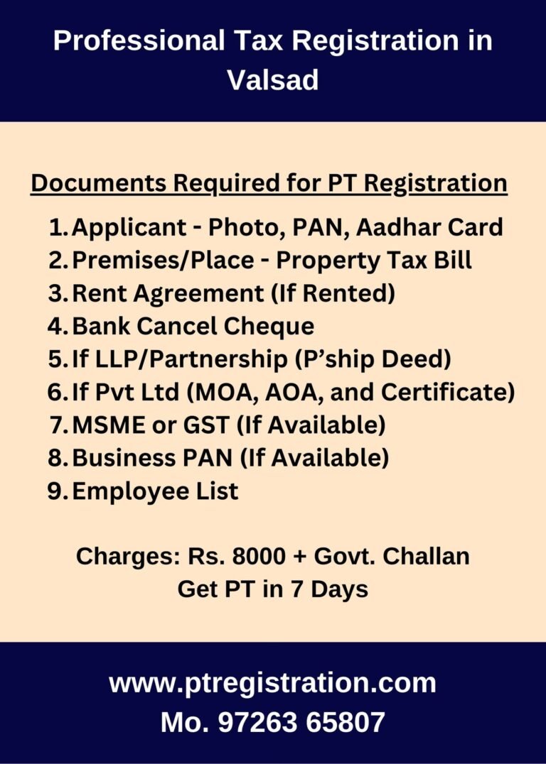 Professional Tax Registration in Valsad