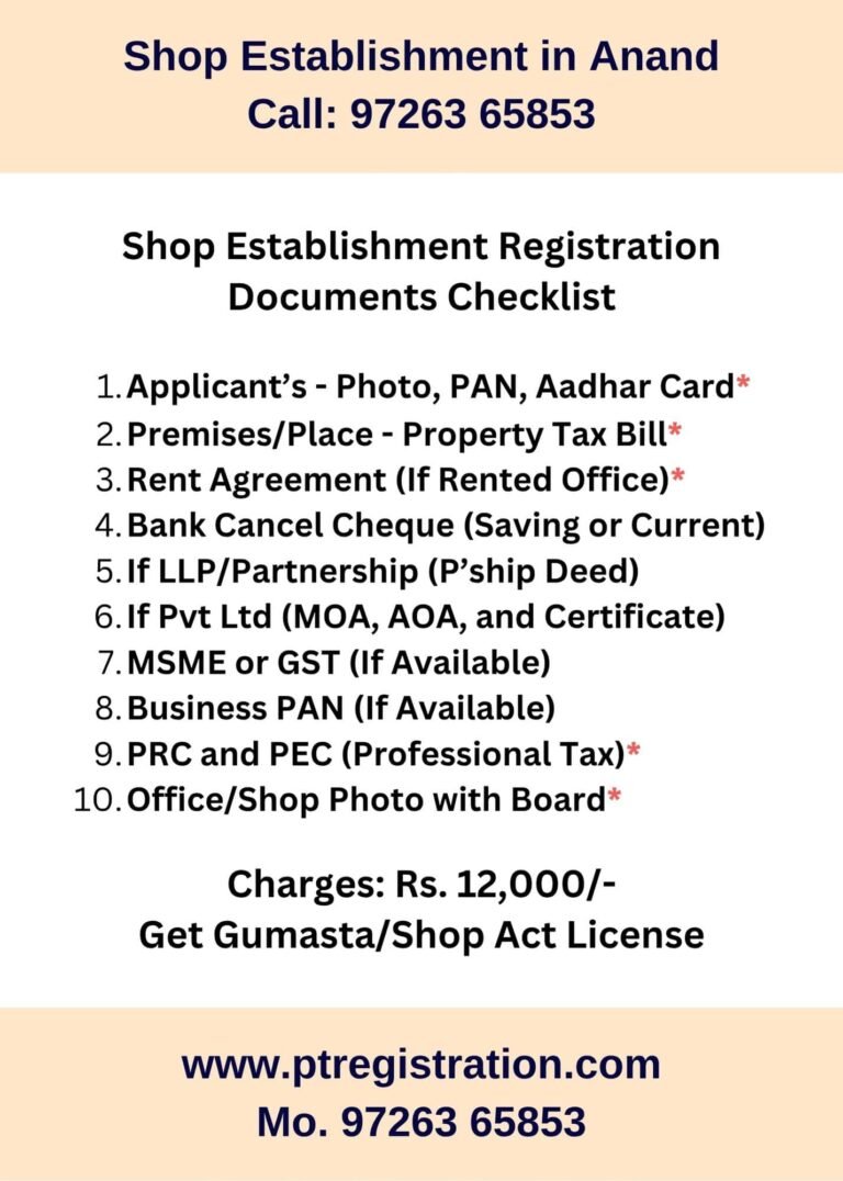 Shop Establishment Registration Consultant in Anand