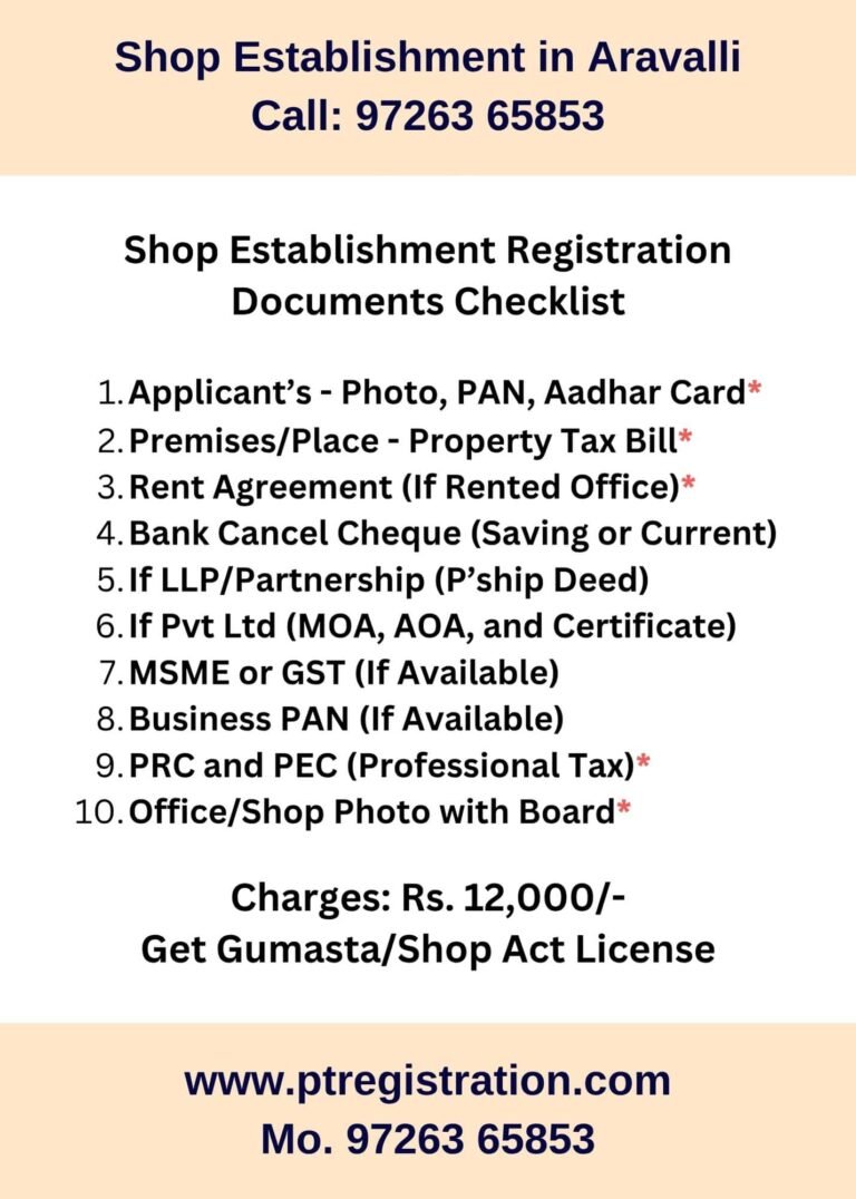 Shop Establishment Registration Consultant in Aravalli
