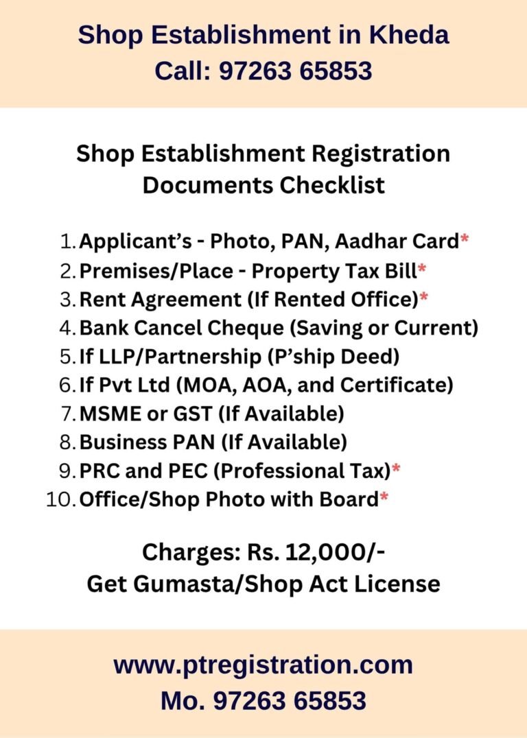 Shop Establishment Registration Consultant in Kheda