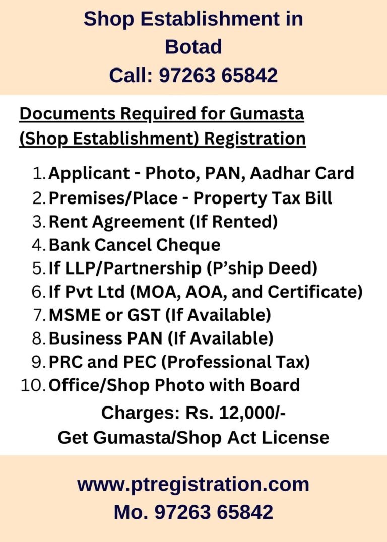 Shop Establishment Registration Consultant in Botad